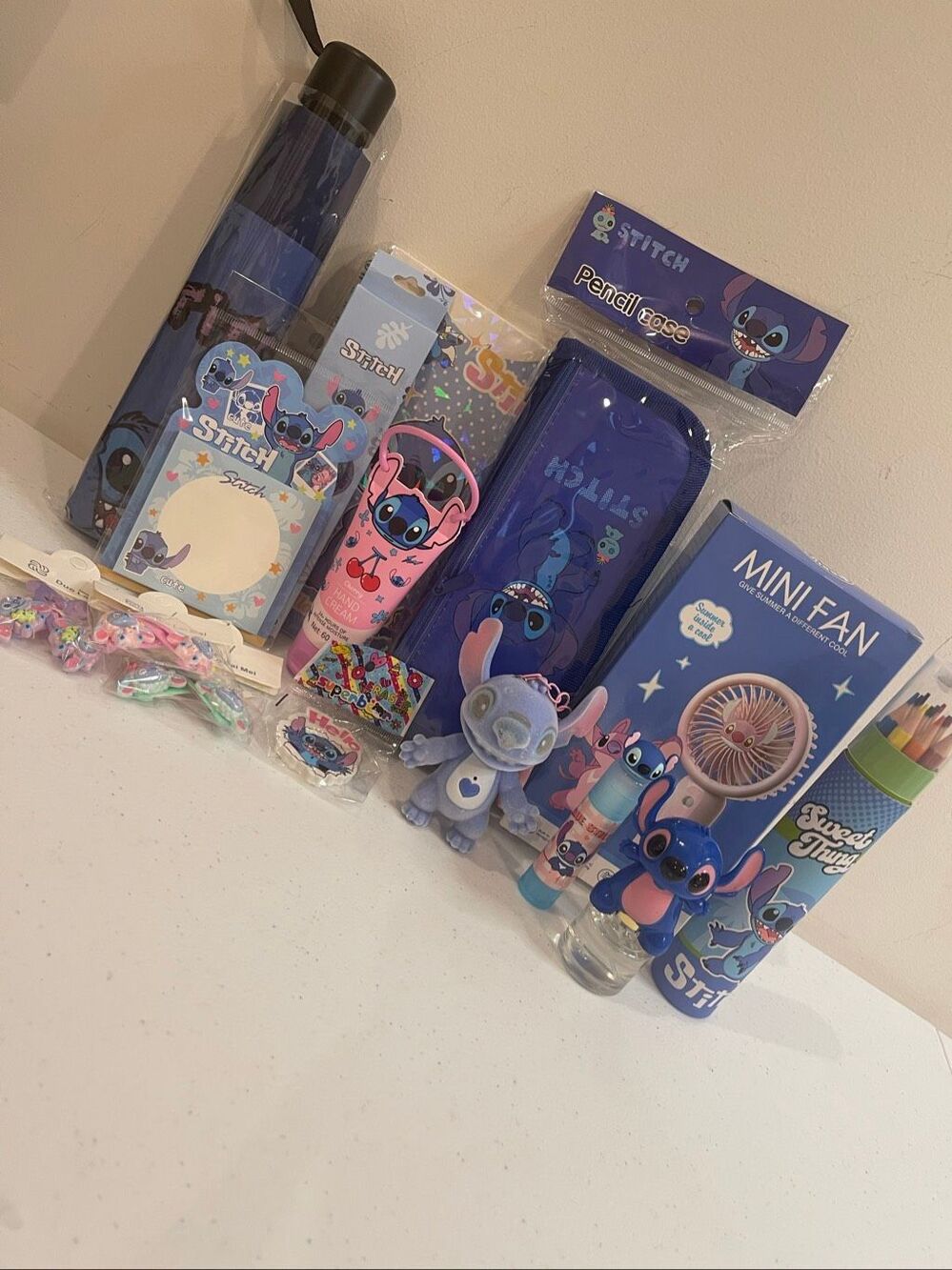 Stitch 15 piece stationery perfume pencils case lotion and more! Bundle lot